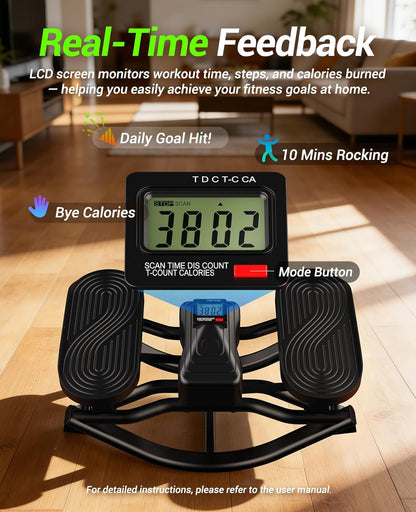 Rock Stepper Side to Side Exercise Machine, Rocking Stepper for Home Gym with LCD Display & Resistance Bands, Low-Impact Step Rocker Workout Equipment Supports 330 lbs