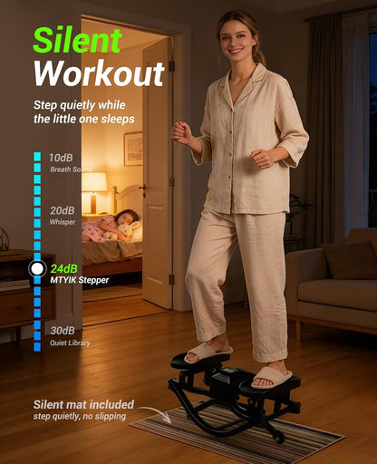 Rock Stepper Side to Side Exercise Machine, Rocking Stepper for Home Gym with LCD Display & Resistance Bands, Low-Impact Step Rocker Workout Equipment Supports 330 lbs