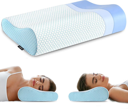 Memory Foam Pillows , Neck Pillow Queen Size Bed for Sleeping , Ergonomic Cervical Support Side Back Stomach Sleeper , Orthopedic Contour and Shoulder Pain