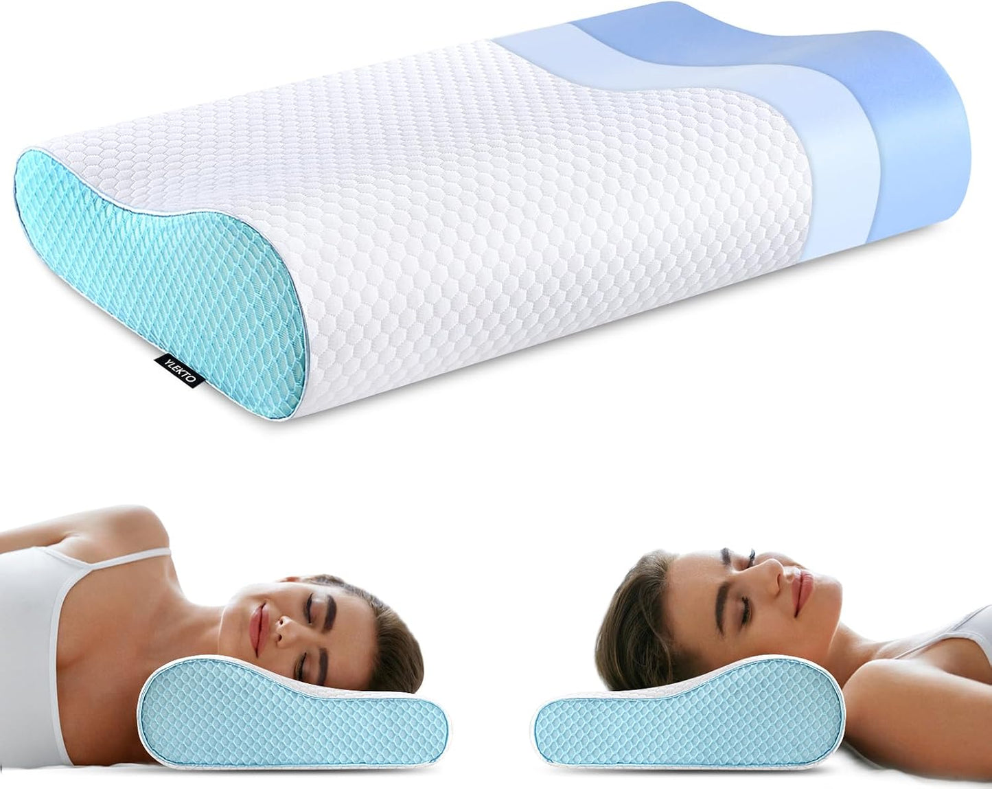 Memory Foam Pillows , Neck Pillow Queen Size Bed for Sleeping , Ergonomic Cervical Support Side Back Stomach Sleeper , Orthopedic Contour and Shoulder Pain