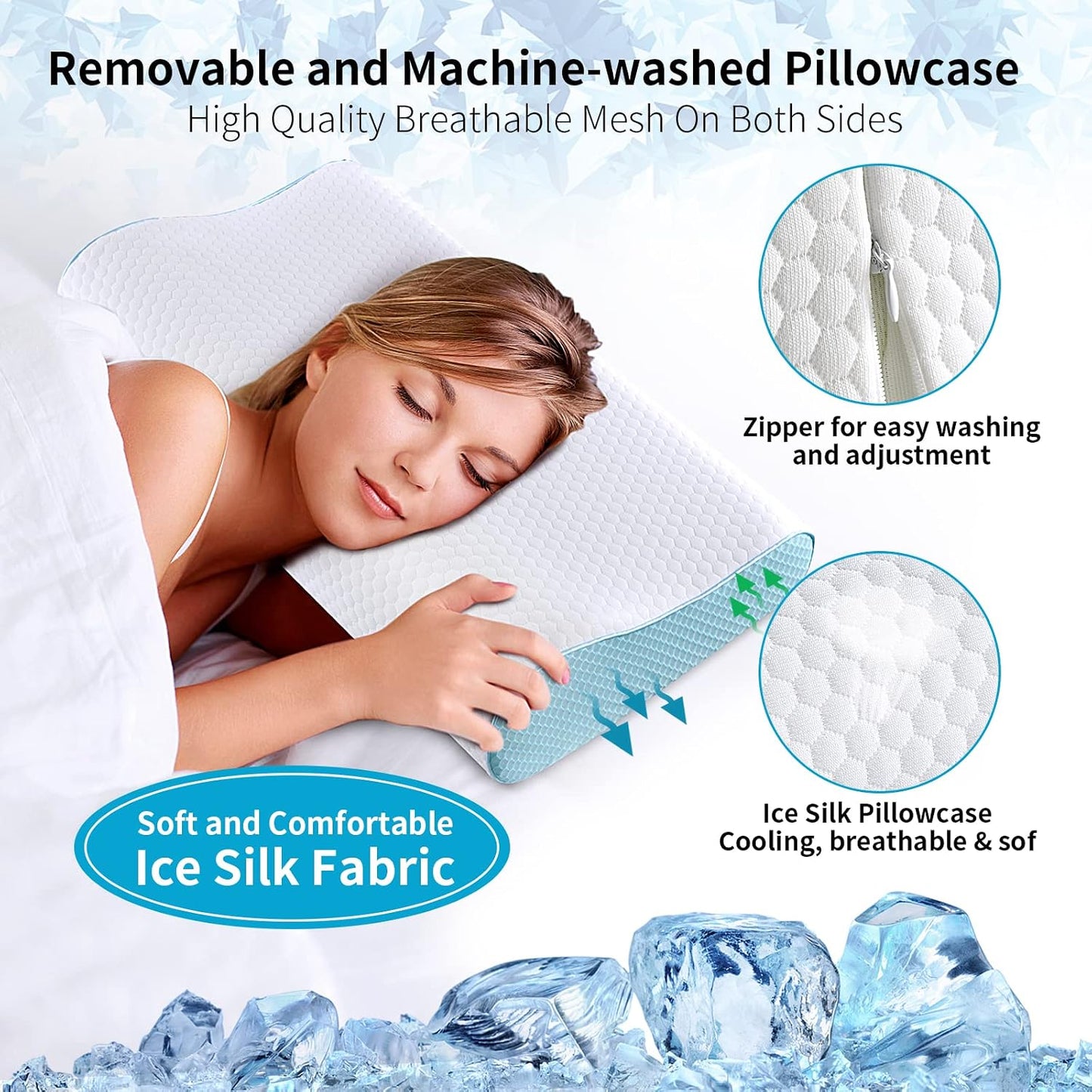 Memory Foam Pillows , Neck Pillow Queen Size Bed for Sleeping , Ergonomic Cervical Support Side Back Stomach Sleeper , Orthopedic Contour and Shoulder Pain