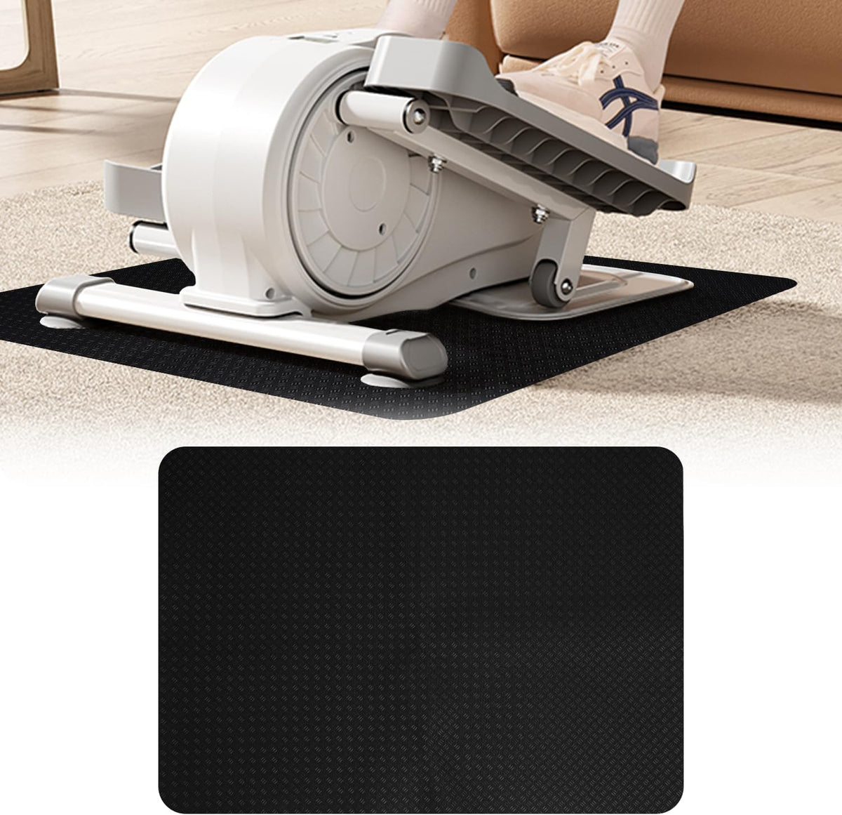 Double-Sided Non-Slip Workout Mat for Elliptical Machine, 23.6" x 17" Stepper Mat for Under Desk Ellipticals & Pedal Exercisers, Stability & Floor Protection, Vibration Plate Mat Compatible
