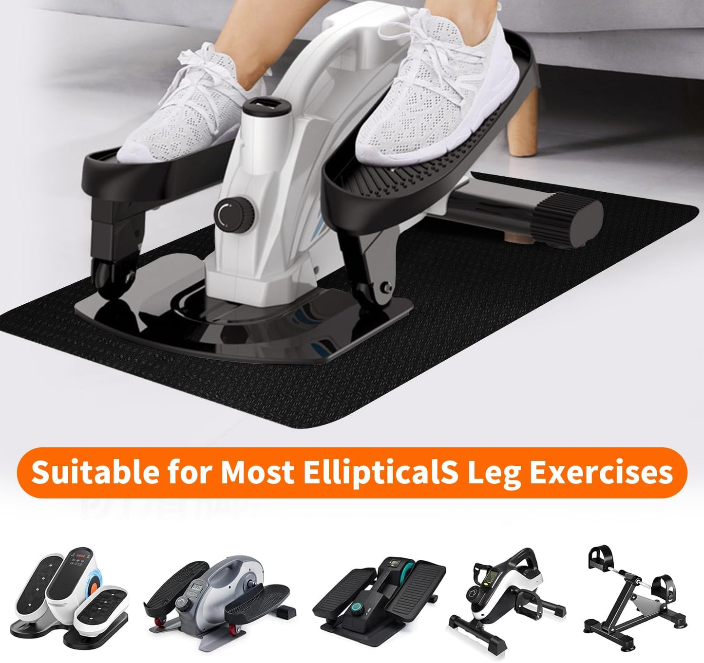 Double-Sided Non-Slip Workout Mat for Elliptical Machine, 23.6" x 17" Stepper Mat for Under Desk Ellipticals & Pedal Exercisers, Stability & Floor Protection, Vibration Plate Mat Compatible