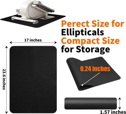 Double-Sided Non-Slip Workout Mat for Elliptical Machine, 23.6" x 17" Stepper Mat for Under Desk Ellipticals & Pedal Exercisers, Stability & Floor Protection, Vibration Plate Mat Compatible