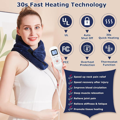 Electric Neck Heating Pad for Pain Relief, 86℉-158℉ & 30S Heating Heated Neck Wrap Warmer for Soreness Stiffness, Super Soft Heated Scarf, Neck Heat Pad, Auto Shut-Off Timer, Gifts for Women