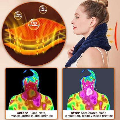 Electric Neck Heating Pad for Pain Relief, 86℉-158℉ & 30S Heating Heated Neck Wrap Warmer for Soreness Stiffness, Super Soft Heated Scarf, Neck Heat Pad, Auto Shut-Off Timer, Gifts for Women