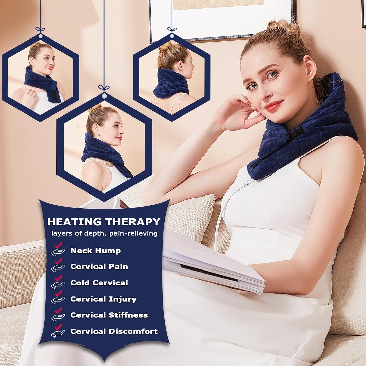 Electric Neck Heating Pad for Pain Relief, 86℉-158℉ & 30S Heating Heated Neck Wrap Warmer for Soreness Stiffness, Super Soft Heated Scarf, Neck Heat Pad, Auto Shut-Off Timer, Gifts for Women