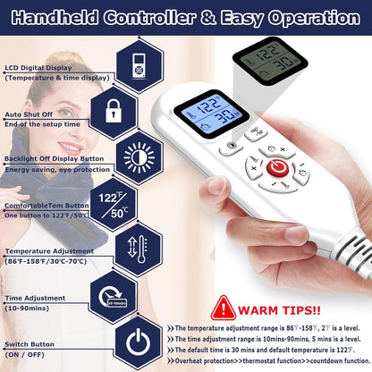Electric Neck Heating Pad for Pain Relief, 86℉-158℉ & 30S Heating Heated Neck Wrap Warmer for Soreness Stiffness, Super Soft Heated Scarf, Neck Heat Pad, Auto Shut-Off Timer, Gifts for Women
