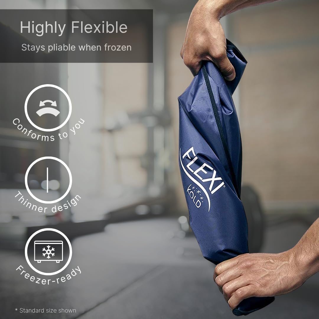 FlexiKold Gel Soft Flexible Ice Packs for Injuries - Reusable Freezer Cold Pack, Cold Compress & Cooling Gel Pad for Face, Shoulder, Hip, Leg, Arm, Ankle & Foot Injury - Medium - 7.5” x 11”