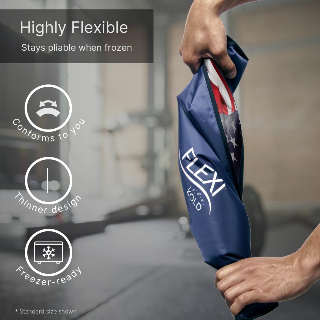 FlexiKold Gel Soft Flexible Ice Packs for Injuries - Reusable Freezer Cold Pack, Cold Compress & Cooling Gel Pad for Face, Shoulder, Hip, Leg, Arm, Ankle & Foot Injury - Medium - 7.5” x 11”
