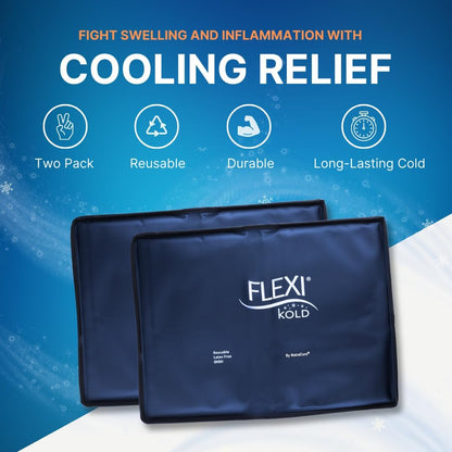 FlexiKold Gel Soft Flexible Ice Packs for Injuries - Reusable Freezer Cold Pack, Cold Compress & Cooling Gel Pad for Face, Shoulder, Hip, Leg, Arm, Ankle & Foot Injury - Medium - 7.5” x 11”