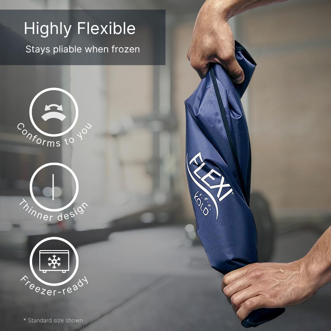 FlexiKold Gel Soft Flexible Ice Packs for Injuries - Reusable Freezer Cold Pack, Cold Compress & Cooling Gel Pad for Face, Shoulder, Hip, Leg, Arm, Ankle & Foot Injury - Medium - 7.5” x 11”