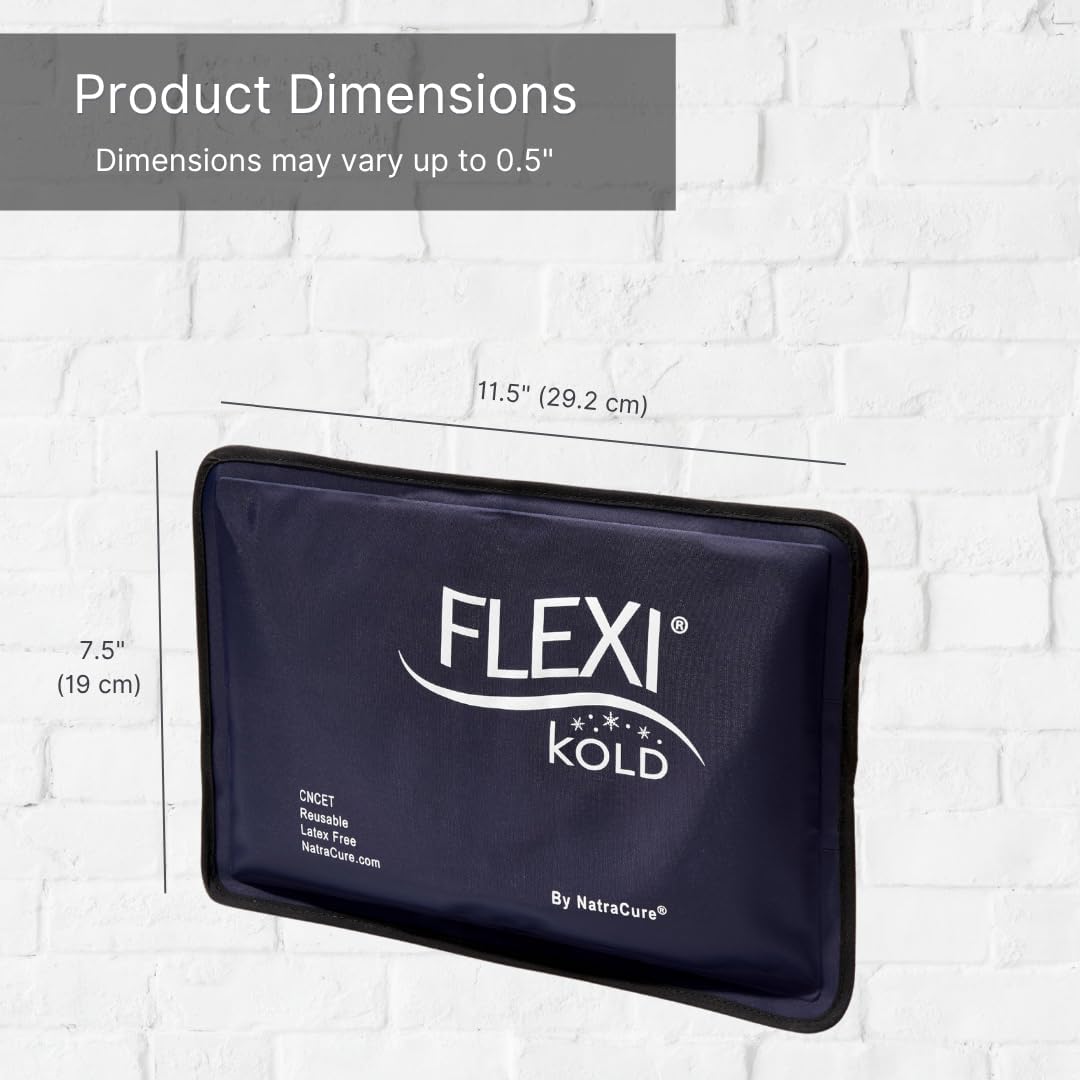 FlexiKold Gel Soft Flexible Ice Packs for Injuries - Reusable Freezer Cold Pack, Cold Compress & Cooling Gel Pad for Face, Shoulder, Hip, Leg, Arm, Ankle & Foot Injury - Medium - 7.5” x 11”