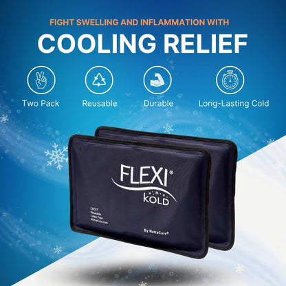 FlexiKold Gel Soft Flexible Ice Packs for Injuries - Reusable Freezer Cold Pack, Cold Compress & Cooling Gel Pad for Face, Shoulder, Hip, Leg, Arm, Ankle & Foot Injury - Medium - 7.5” x 11”
