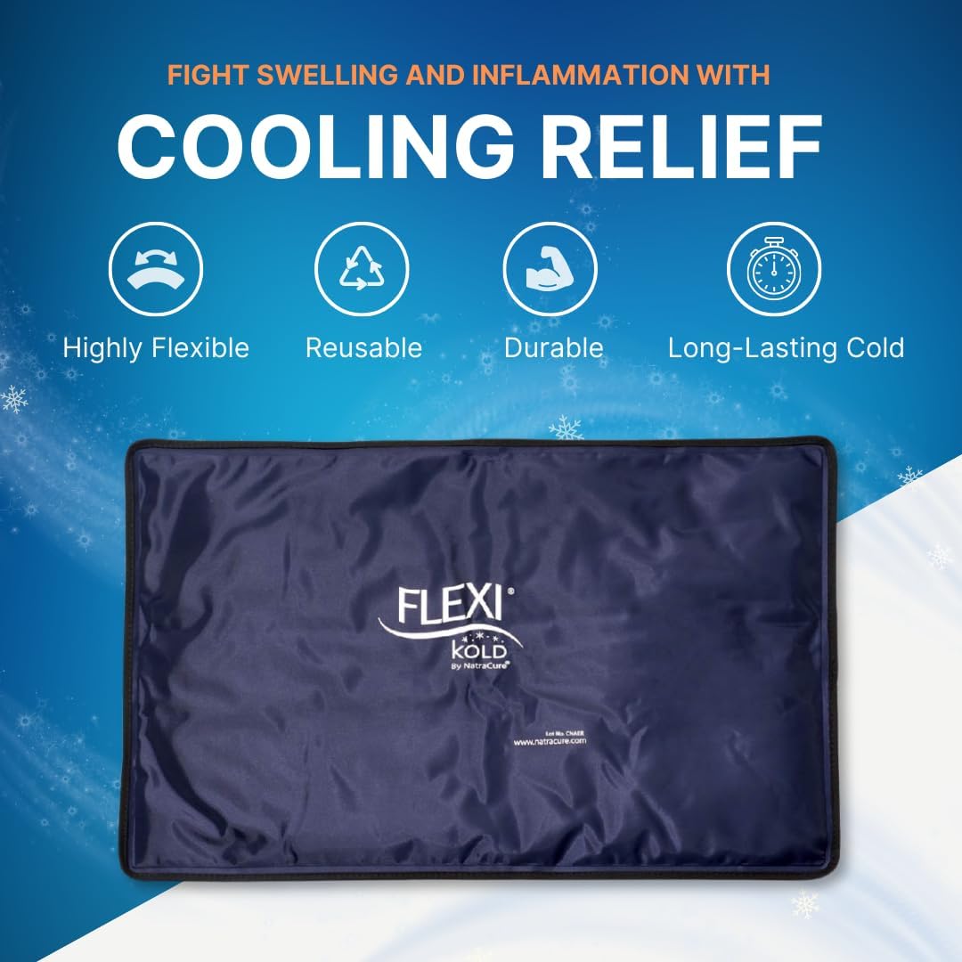 FlexiKold Gel Soft Flexible Ice Packs for Injuries - Reusable Freezer Cold Pack, Cold Compress & Cooling Gel Pad for Face, Shoulder, Hip, Leg, Arm, Ankle & Foot Injury - Medium - 7.5” x 11”
