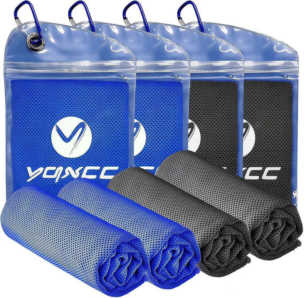4 Pack Cooling Towels (40"x12"), Ice Cool for Neck & Face