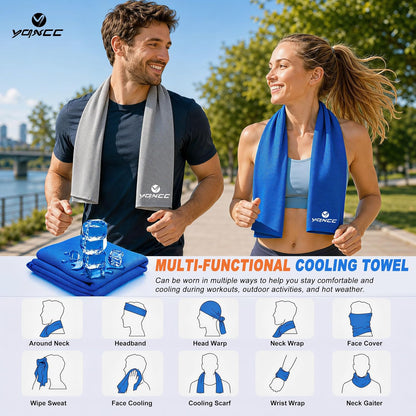 4 Pack Cooling Towels (40"x12"), Ice Cool for Neck & Face