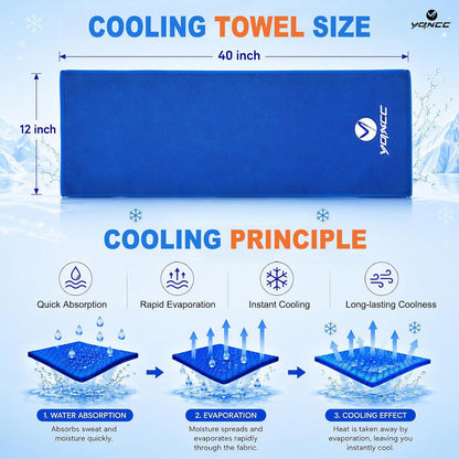 4 Pack Cooling Towels (40"x12"), Ice Cool for Neck & Face
