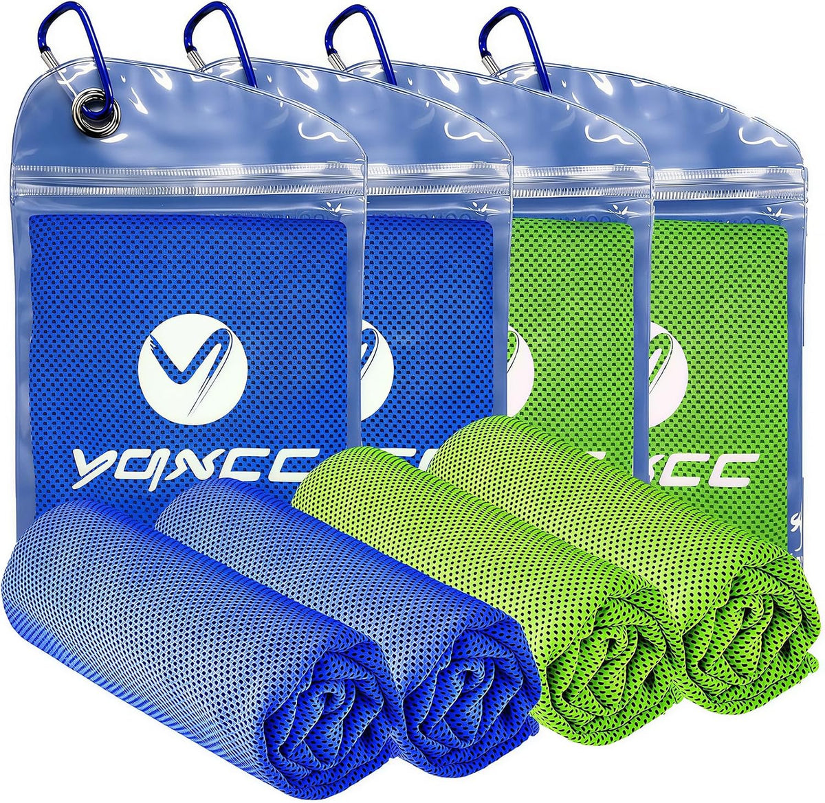 4 Pack Cooling Towels (40"x12"), Ice Cool for Neck & Face