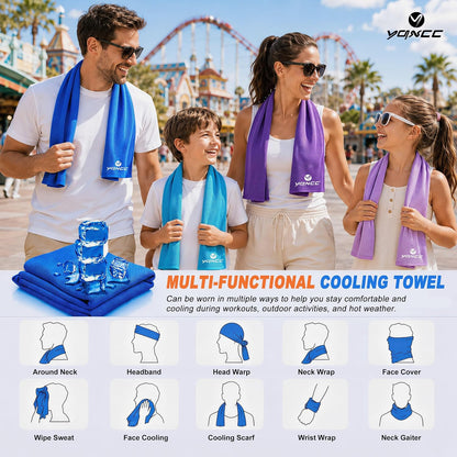 4 Pack Cooling Towels (40"x12"), Ice Cool for Neck & Face