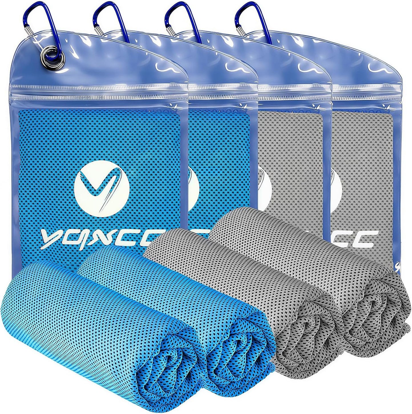 4 Pack Cooling Towels (40"x12"), Ice Cool for Neck & Face