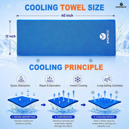 4 Pack Cooling Towels (40"x12"), Ice Cool for Neck & Face