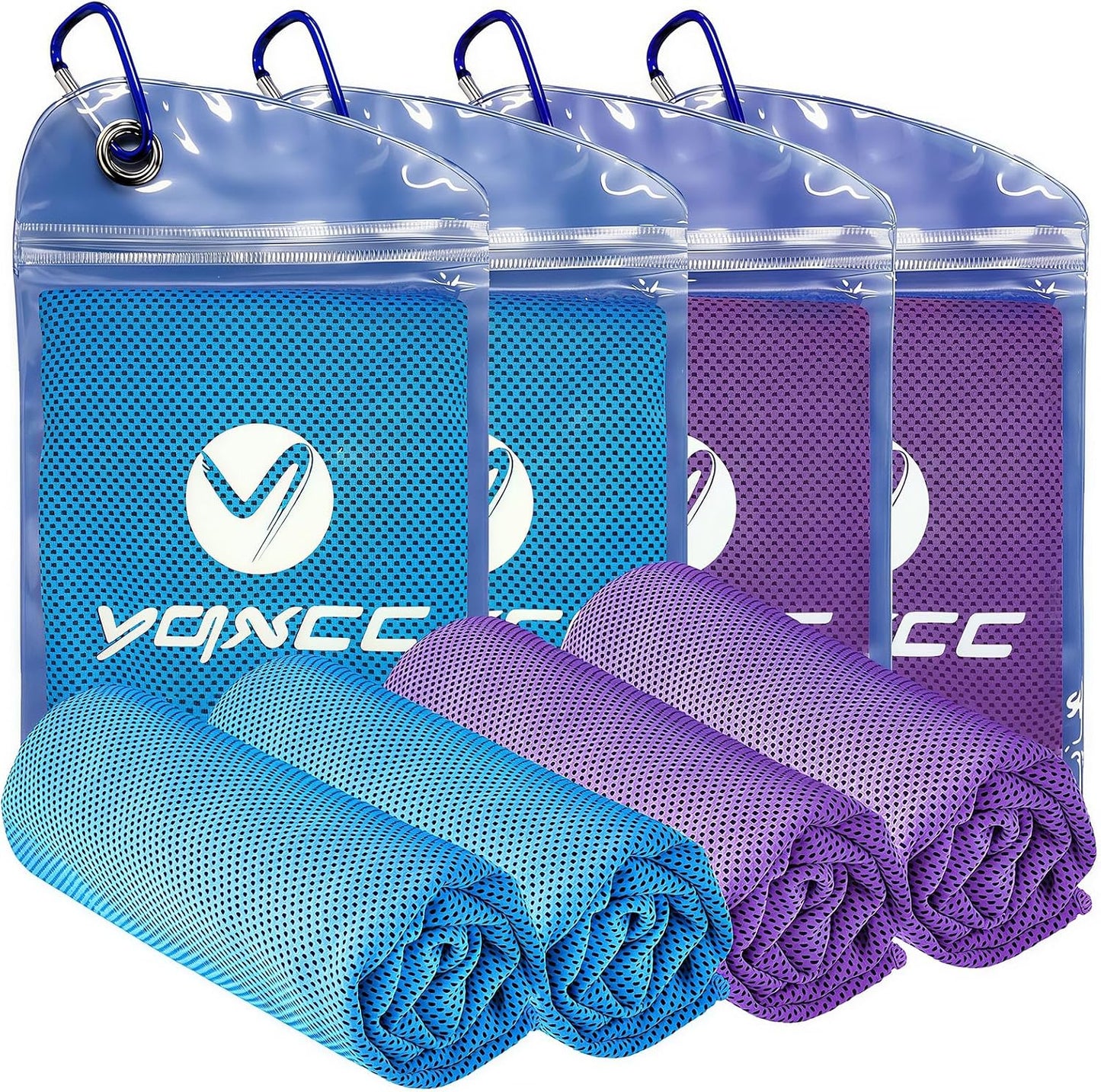 4 Pack Cooling Towels (40"x12"), Ice Cool for Neck & Face
