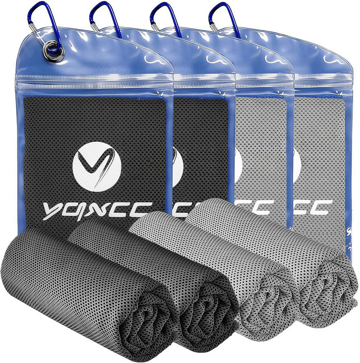 4 Pack Cooling Towels (40"x12"), Ice Cool for Neck & Face