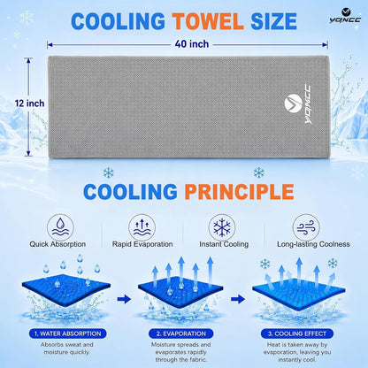 4 Pack Cooling Towels (40"x12"), Ice Cool for Neck & Face
