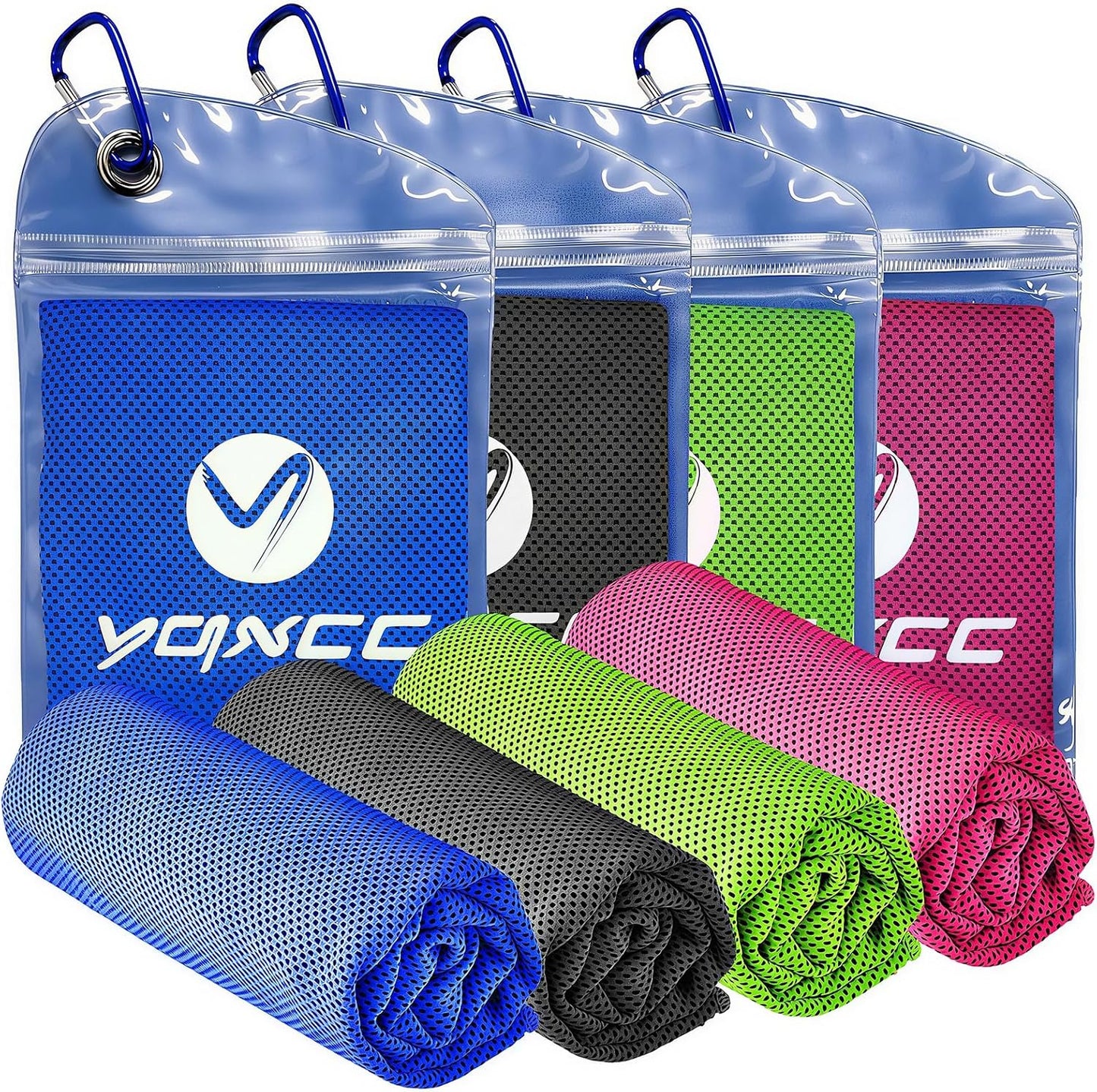 4 Pack Cooling Towels (40"x12"), Ice Cool for Neck & Face