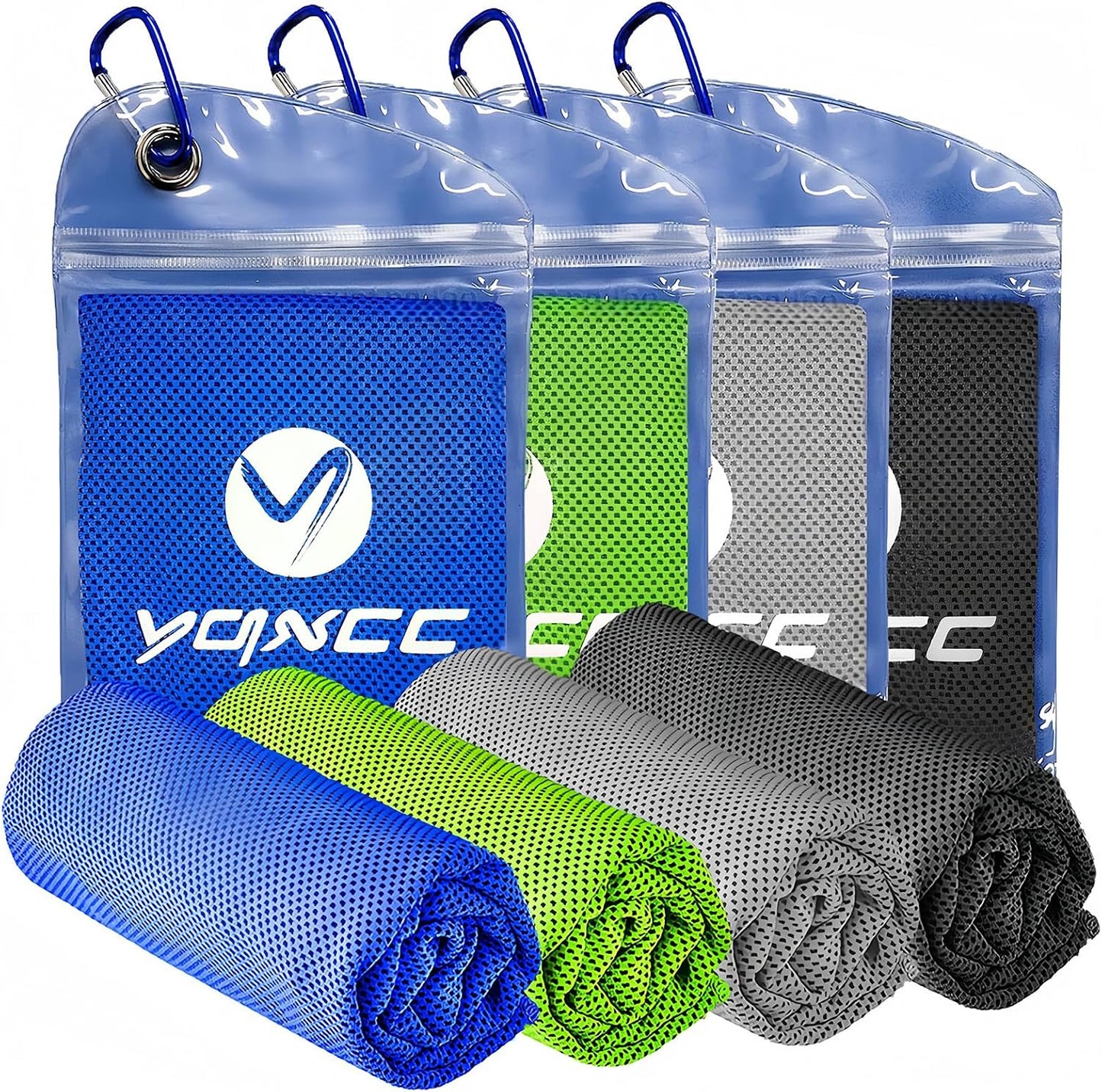 4 Pack Cooling Towels (40"x12"), Ice Cool for Neck & Face