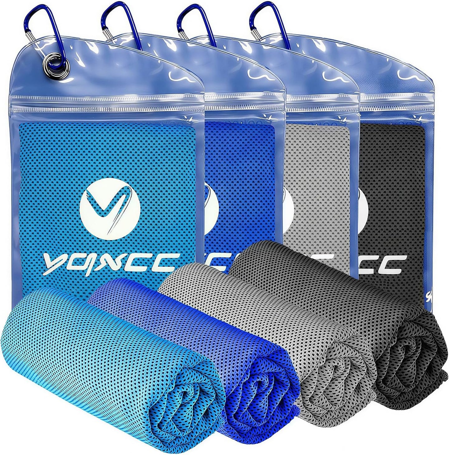 4 Pack Cooling Towels (40"x12"), Ice Cool for Neck & Face