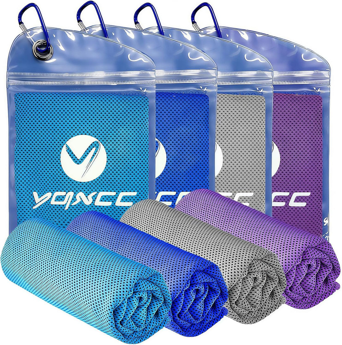 4 Pack Cooling Towels (40"x12"), Ice Cool for Neck & Face