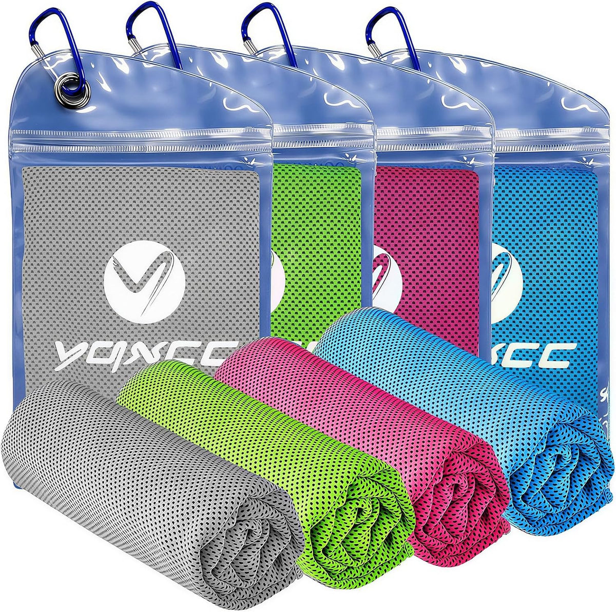 4 Pack Cooling Towels (40"x12"), Ice Cool for Neck & Face