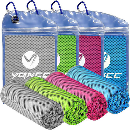 4 Pack Cooling Towels (40"x12"), Ice Cool for Neck & Face