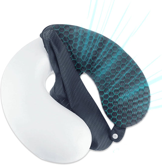 Neck Pillow Cover, Breathable Mesh Travel Neck Pillow Replacement Covers with Zipper, Cool and Elastic Fabric Airplane Pillow Covers for Traveling、Car、Home、Office (Dark Gray, No Filler)