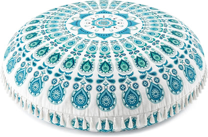 Meditation Cushion, Large Velvet Floor Pillow for Yoga, Meditation & Mindfulness, Supportive Memory Foam Bolster (Blue)