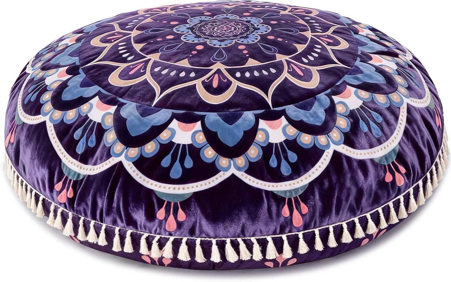 Meditation Cushion, Large Velvet Floor Pillow for Yoga, Meditation & Mindfulness, Supportive Memory Foam Bolster (Blue)