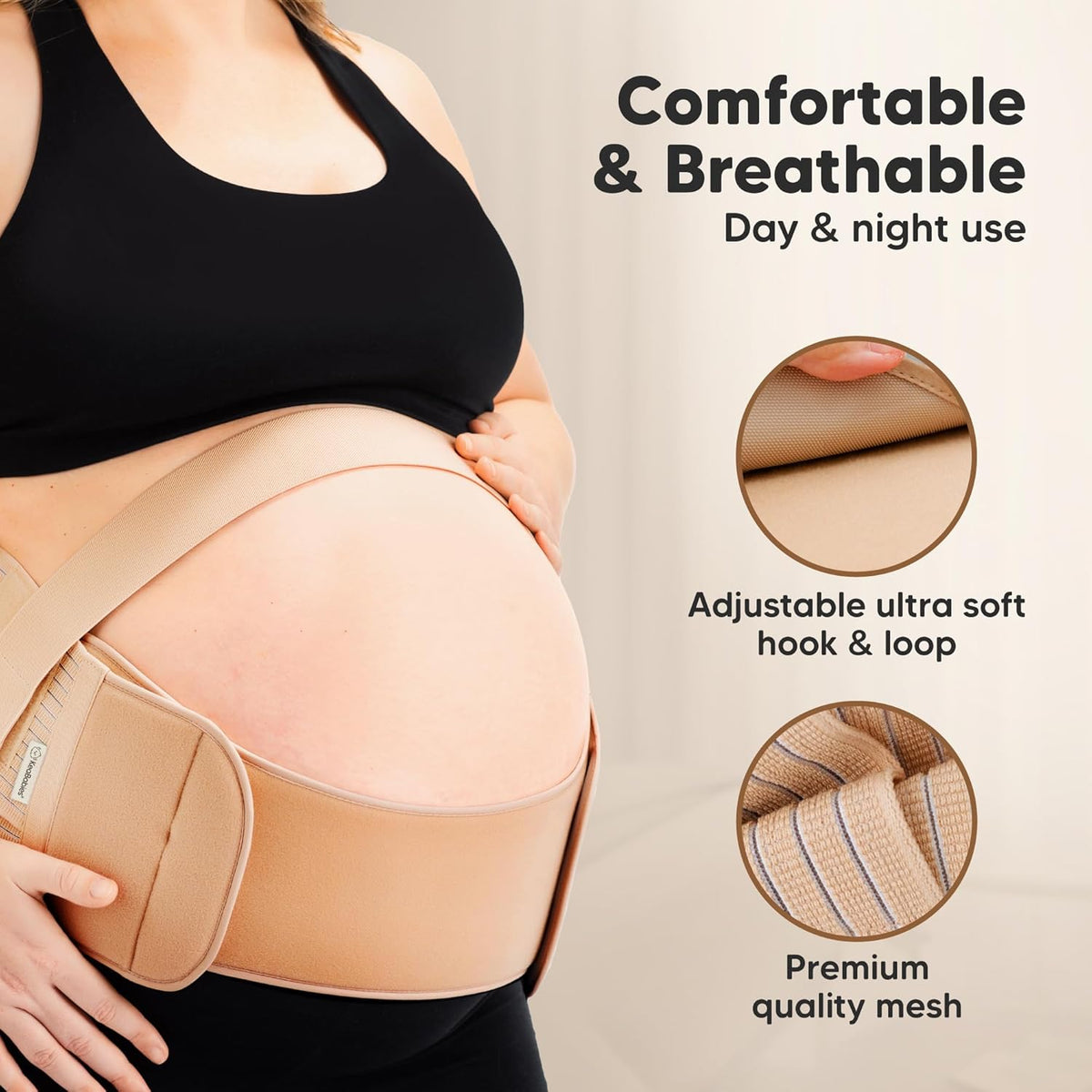 Pregnancy Belly Bands for Pregnant Women,1pk (Classic Ivory, M/L) | Soft, Breathable, Maternity Belly Support Band, Easy Adjustable Maternity Belt for Back, Pelvic Support, Comfortable