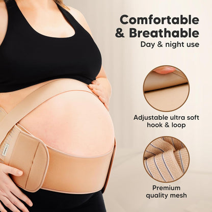 Pregnancy Belly Bands for Pregnant Women,1pk (Classic Ivory, M/L) | Soft, Breathable, Maternity Belly Support Band, Easy Adjustable Maternity Belt for Back, Pelvic Support, Comfortable