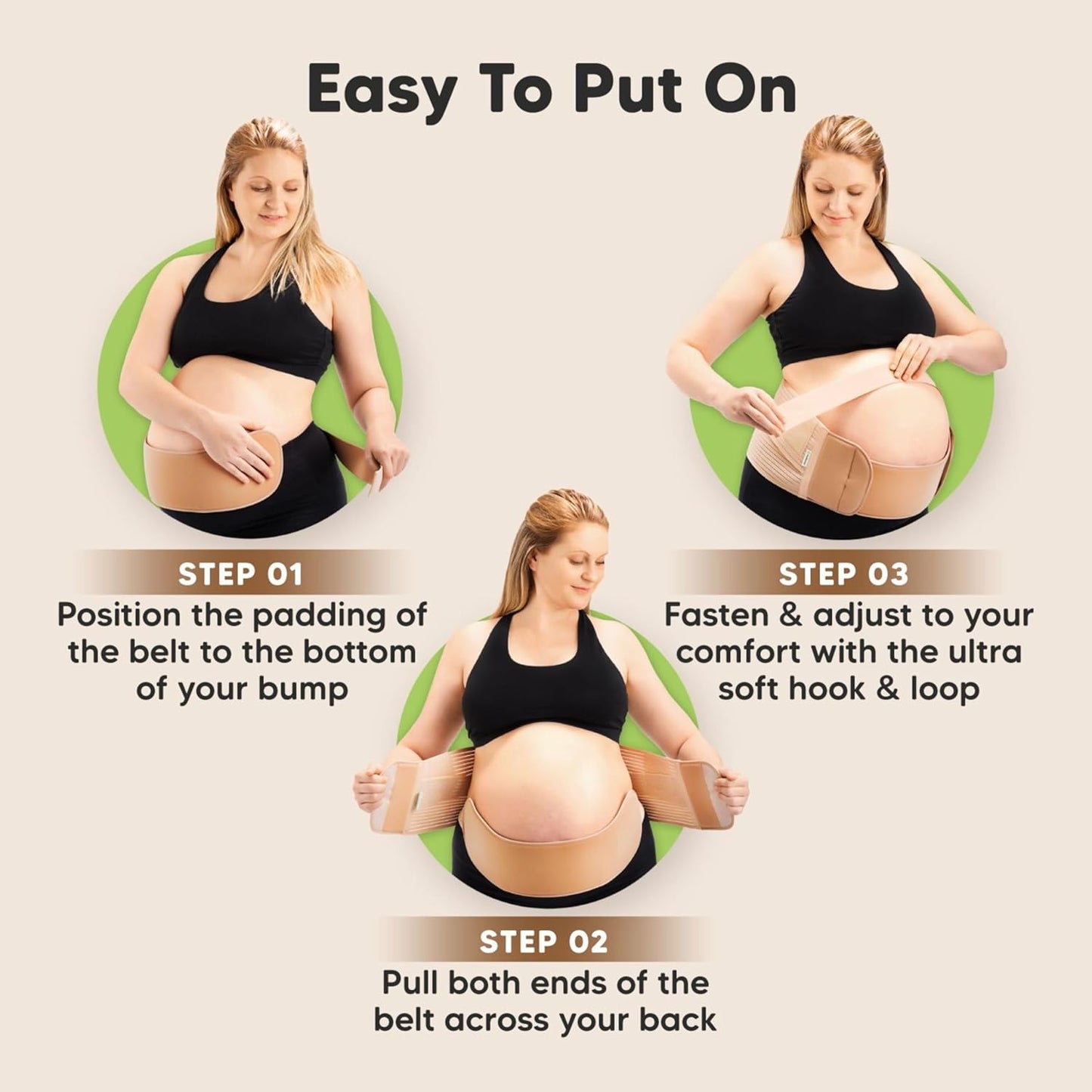 Pregnancy Belly Bands for Pregnant Women,1pk (Classic Ivory, M/L) | Soft, Breathable, Maternity Belly Support Band, Easy Adjustable Maternity Belt for Back, Pelvic Support, Comfortable
