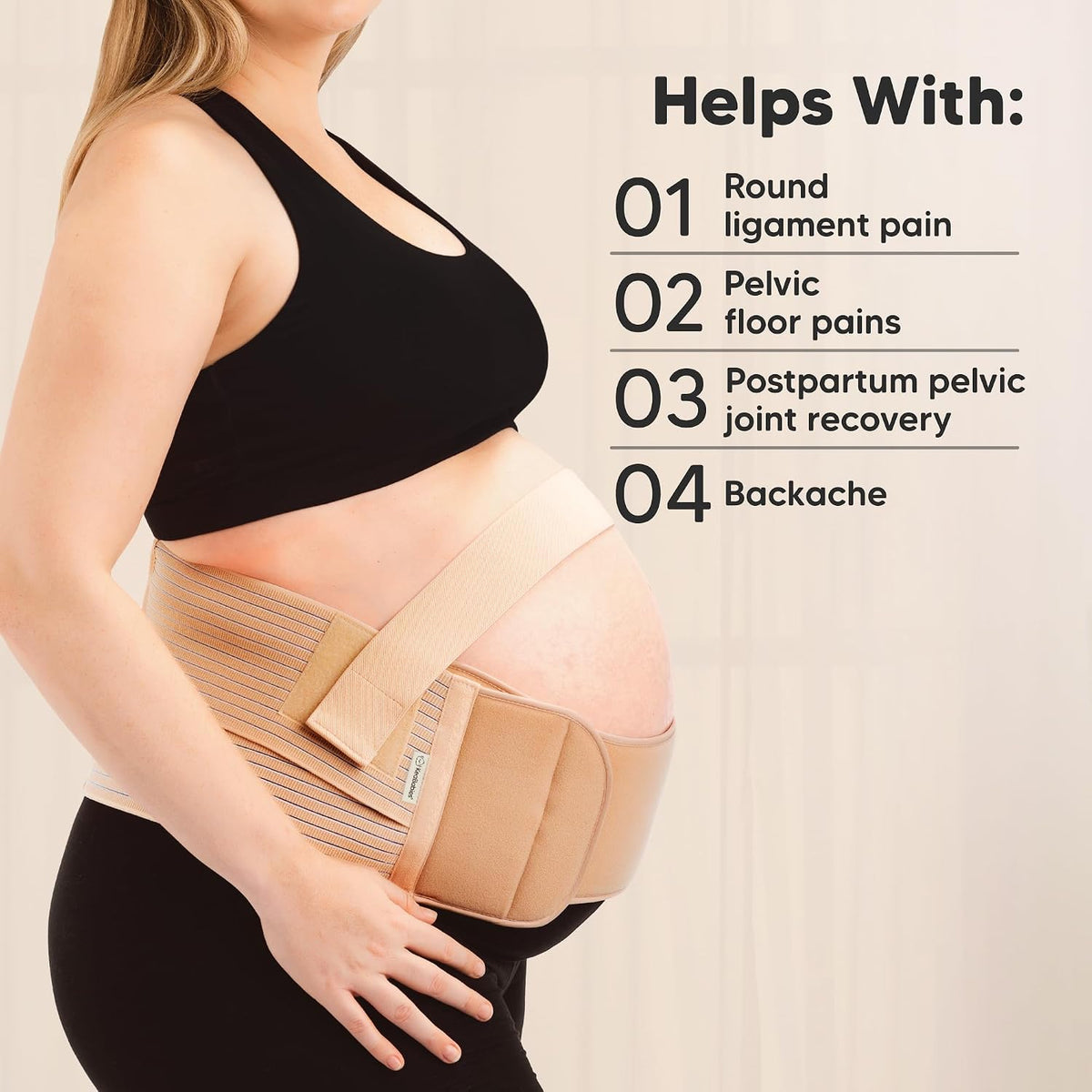 Pregnancy Belly Bands for Pregnant Women,1pk (Classic Ivory, M/L) | Soft, Breathable, Maternity Belly Support Band, Easy Adjustable Maternity Belt for Back, Pelvic Support, Comfortable
