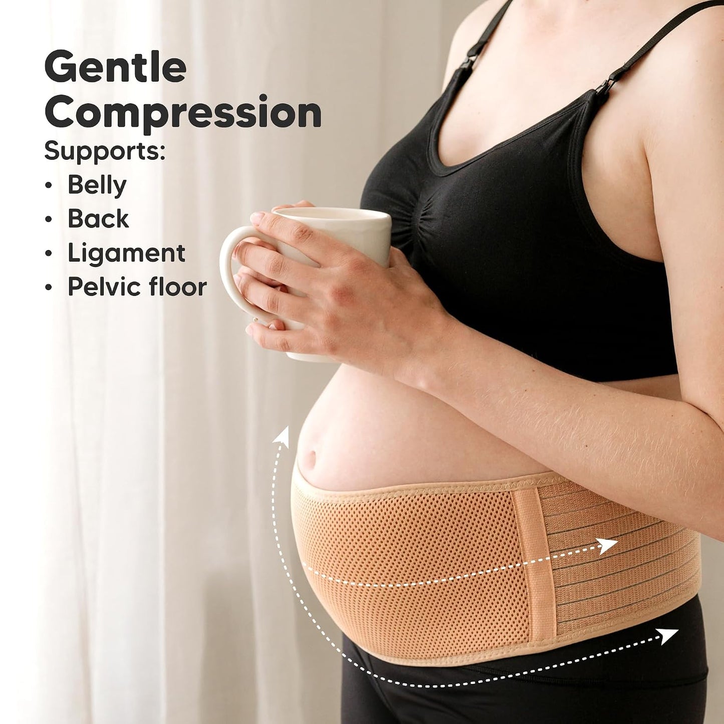 Pregnancy Belly Bands for Pregnant Women,1pk (Classic Ivory, M/L) | Soft, Breathable, Maternity Belly Support Band, Easy Adjustable Maternity Belt for Back, Pelvic Support, Comfortable