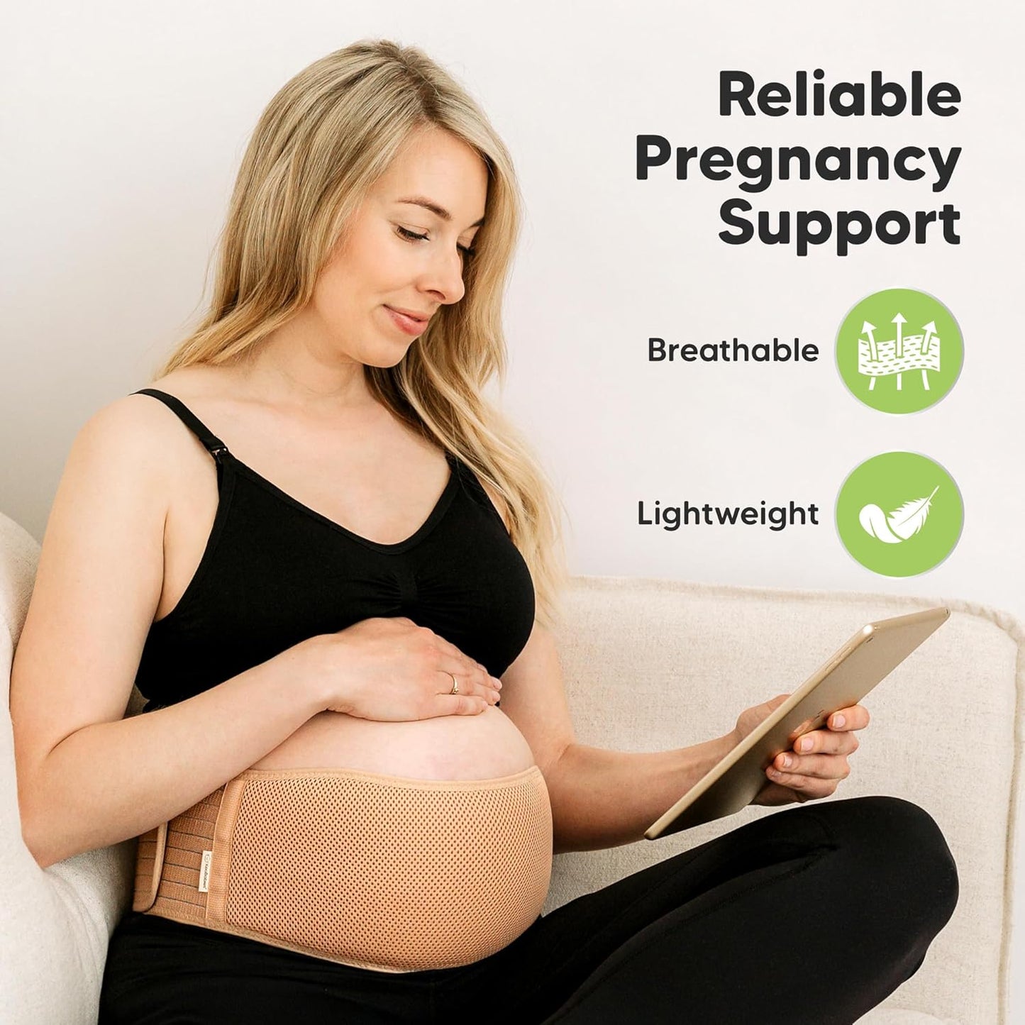Pregnancy Belly Bands for Pregnant Women,1pk (Classic Ivory, M/L) | Soft, Breathable, Maternity Belly Support Band, Easy Adjustable Maternity Belt for Back, Pelvic Support, Comfortable