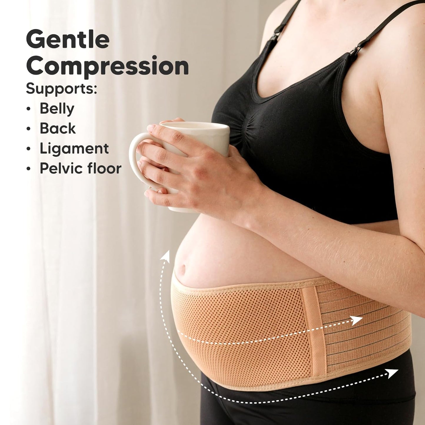 Pregnancy Belly Bands for Pregnant Women,1pk (Classic Ivory, M/L) | Soft, Breathable, Maternity Belly Support Band, Easy Adjustable Maternity Belt for Back, Pelvic Support, Comfortable