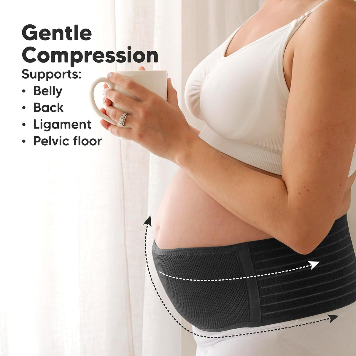 Pregnancy Belly Bands for Pregnant Women,1pk (Classic Ivory, M/L) | Soft, Breathable, Maternity Belly Support Band, Easy Adjustable Maternity Belt for Back, Pelvic Support, Comfortable