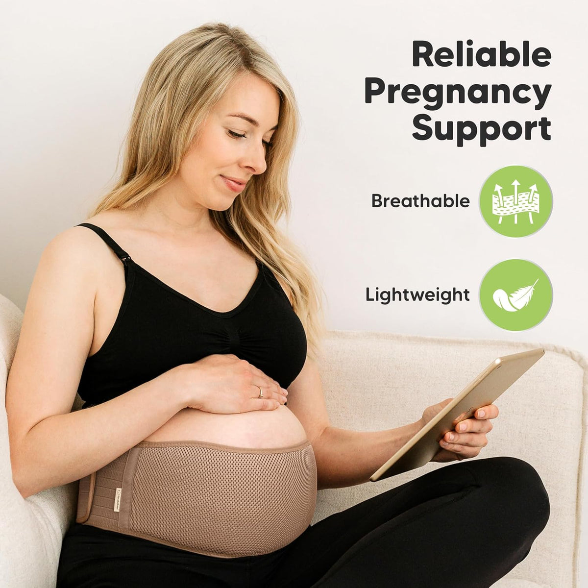 Pregnancy Belly Bands for Pregnant Women,1pk (Classic Ivory, M/L) | Soft, Breathable, Maternity Belly Support Band, Easy Adjustable Maternity Belt for Back, Pelvic Support, Comfortable