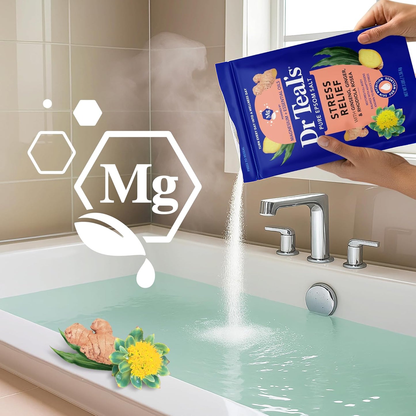 Epsom Salt Magnesium Soak, Stress Relief with Essential Oils, 3 lbs