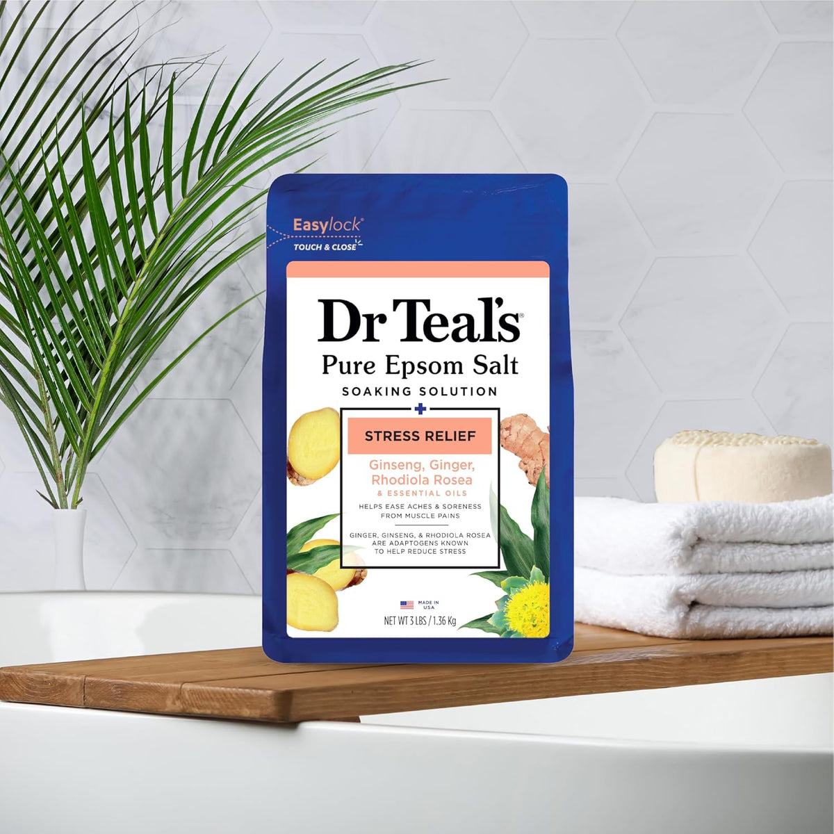 Epsom Salt Magnesium Soak, Stress Relief with Essential Oils, 3 lbs