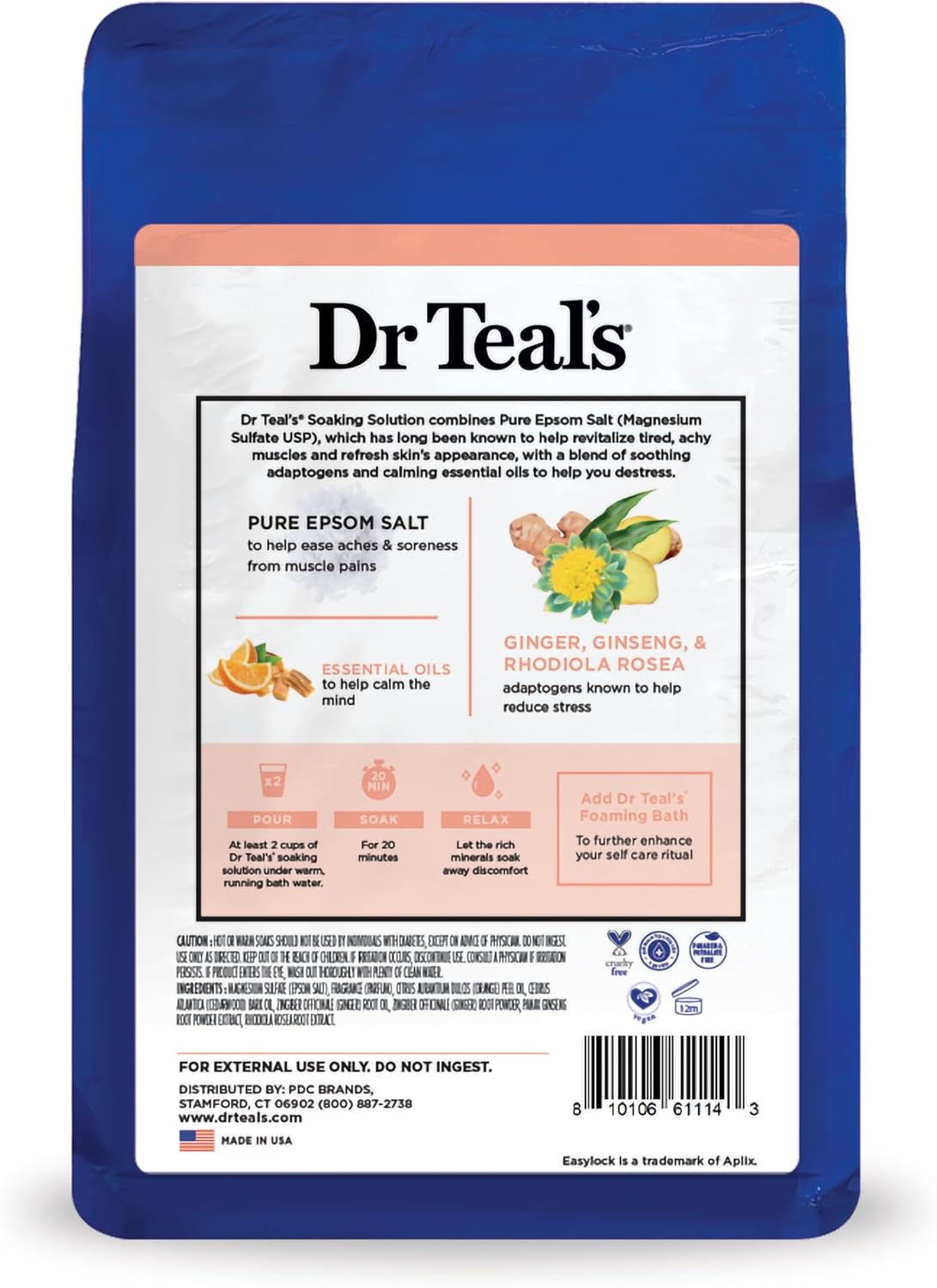 Epsom Salt Magnesium Soak, Stress Relief with Essential Oils, 3 lbs